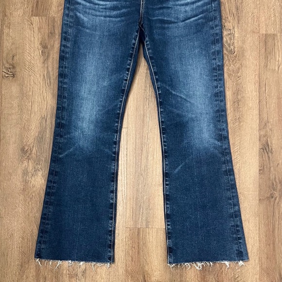 AG Adriano Goldschmied Farrah Boot Crop High Rise Jeans Dark Was Frayed Hem 28 - Picture 5 of 10
